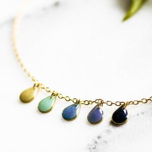 Northwest Rain Necklace – Raw Brass + Mineral Resin